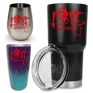 FIRE LOVE #4 | Glitter and/or Painted Stainless Steel Tumbler